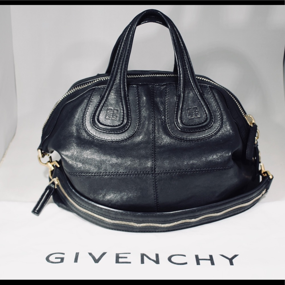 Givenchy Black Leather Nightingale Medium Satchel